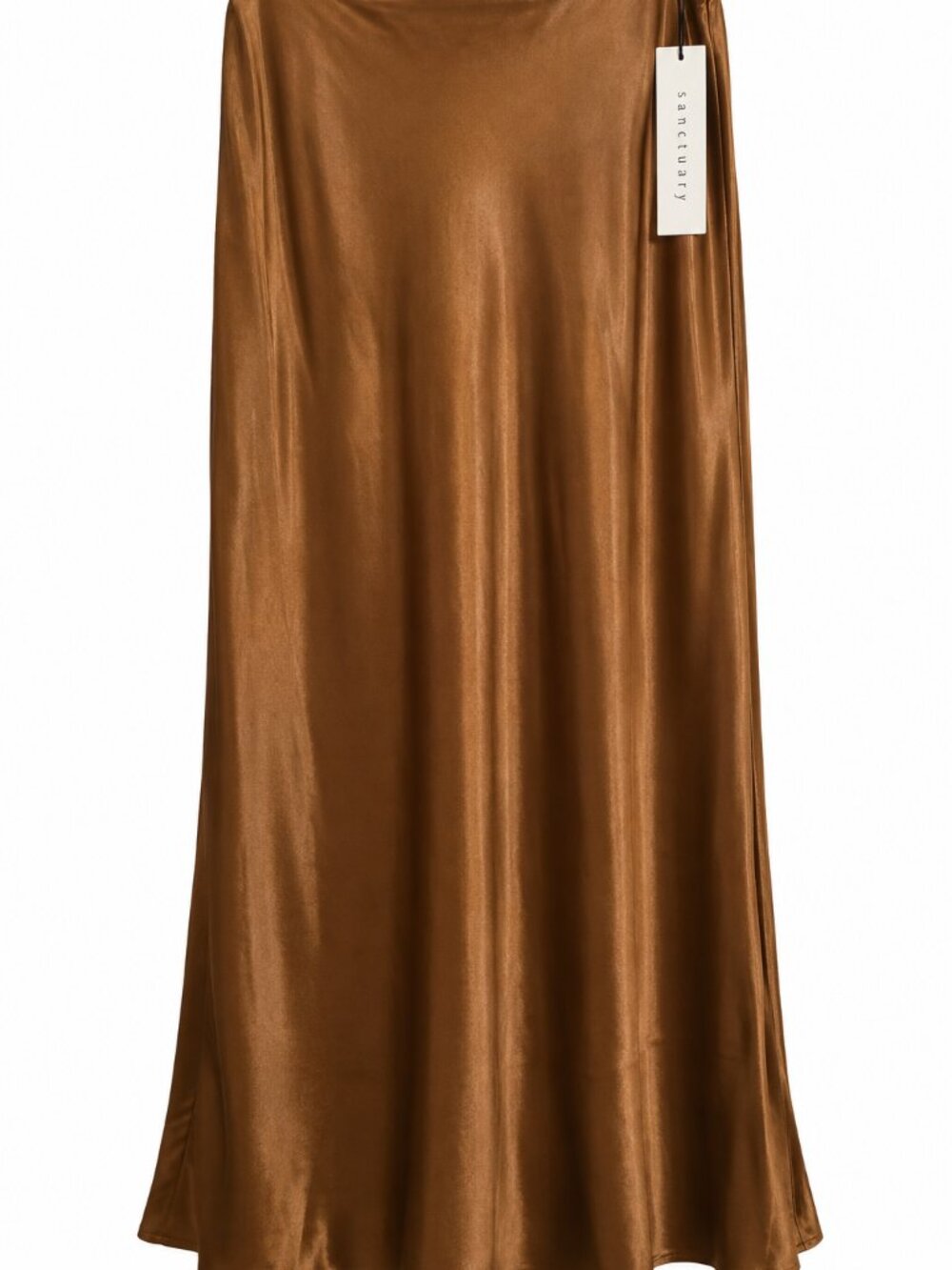 Sanctuary Bronze Brown Satin Maxi Skirt Size M NWT Minimalist Holiday